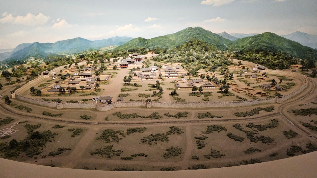 Scale model of the historic Dongnae Eupseong fortress town at the Suan Station history museum, Busan